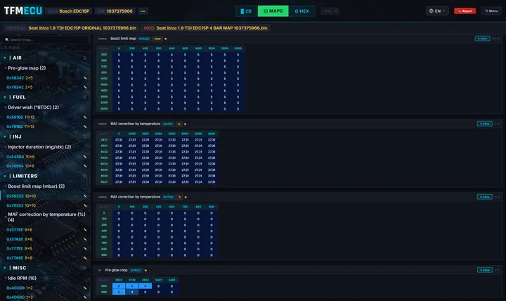 Tables with mod loaded
